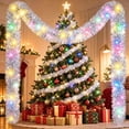 thumbnail image 1 of Christmas Prelit Tinsel Garland 16.4 ft Metallic Twist Tinsel Garland with 16.4ft LED Light Hanging Garland Decoration for Christmas Tree Indoor Outdoor Decor(Multicolor, Silver), 1 of 6