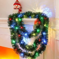 Christmas Prelit Tinsel Garland, 6.6 Ft Hanging Garland with Multicolored Battery Operated LED String Lights, Christmas Tree Decorations Wedding Party Supplies