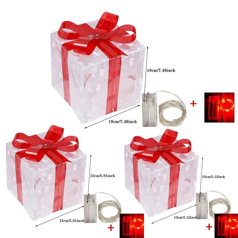 Christmas Present Decor,100 LEDs Light Up Christmas Gift Boxes for