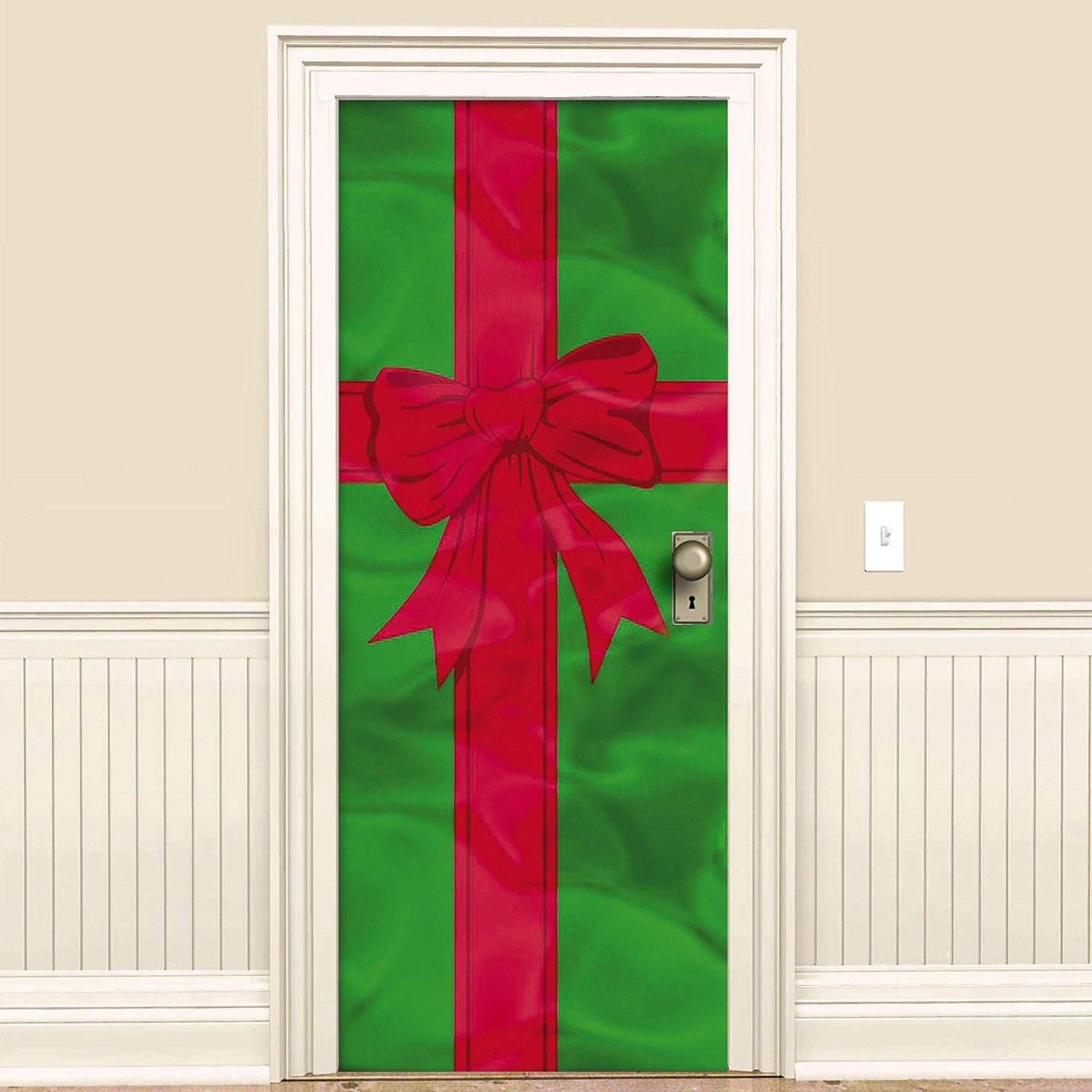 Christmas Present Holiday Door Decoration (Metallic Foil) - 78 Inches x 36 Inches. - Quantity of 1 (2434551a)