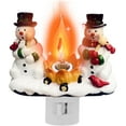 thumbnail image 1 of Christmas Present，Snowman Campfire Night Light，4 Inch Resin Rotating Plug Christmas Night Light With Flame Flicker Effect, Suitable For Children's Room, Hallway, Living Room, Staircase Decoration, 1 of 8