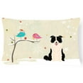 thumbnail image 1 of Christmas Presents Between Friends Border Collie Black & White Canvas Fabric Decorative Pillow, 1 of 1