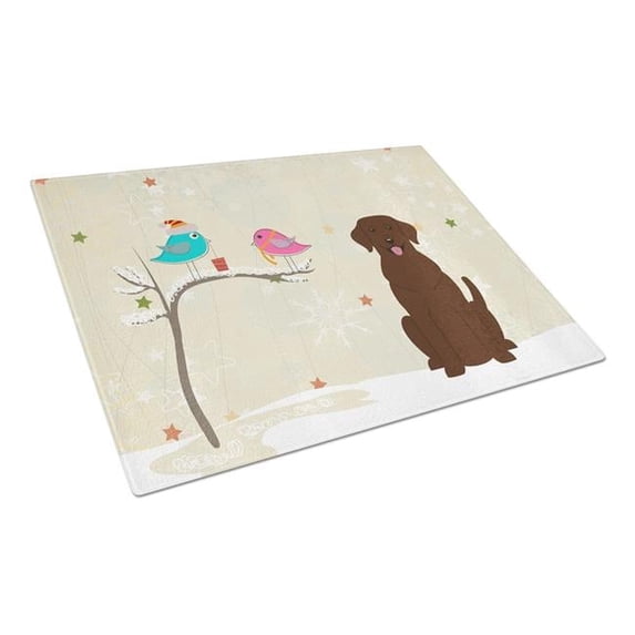 Christmas Presents Between Friends Chocolate Labrador Glass Cutting Board - Large