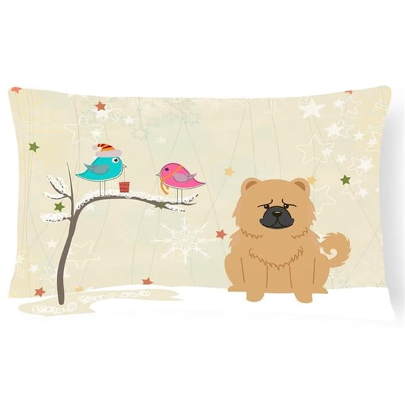 Christmas Presents Between Friends Chow Chow Cream Canvas Fabric Decorative Pillow