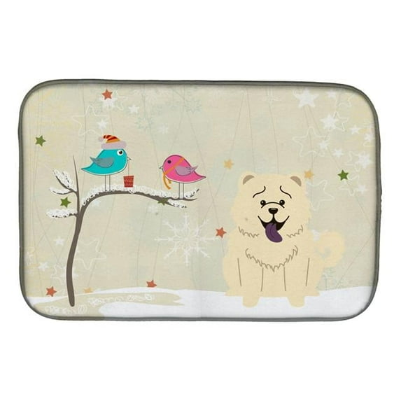 Christmas Presents Between Friends Chow Chow White Dish Drying Mat