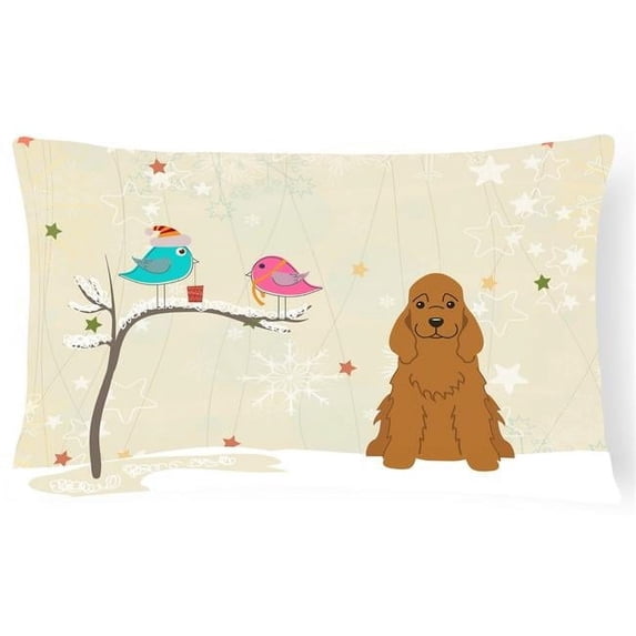 Christmas Presents Between Friends Cocker Spaniel Red Canvas Fabric Decorative Pillow