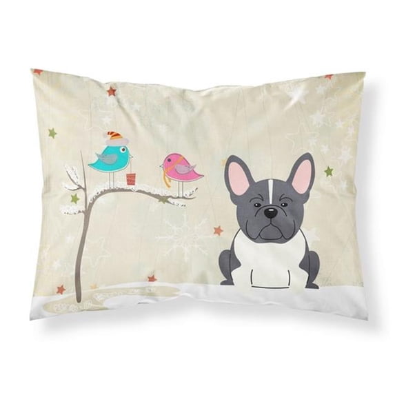 Christmas Presents Between Friends French Bulldog Black White Fabric Standard Pillowcase, 20.5 x 0.25 x 30 in.