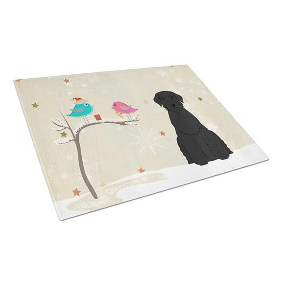 Christmas Presents Between Friends Giant Schnauzer Glass Cutting Board - Large