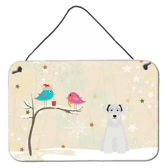 Christmas Presents Between Friends Miniature Schanuzer White Wall or Door Hanging Prints