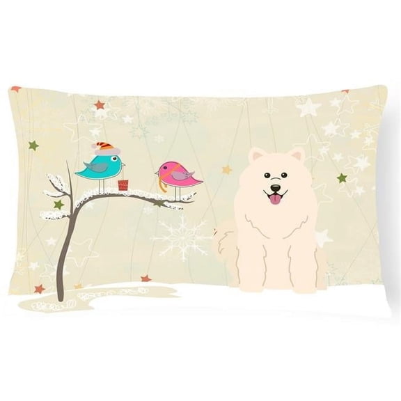 Christmas Presents Between Friends Samoyed Canvas Fabric Decorative Pillow