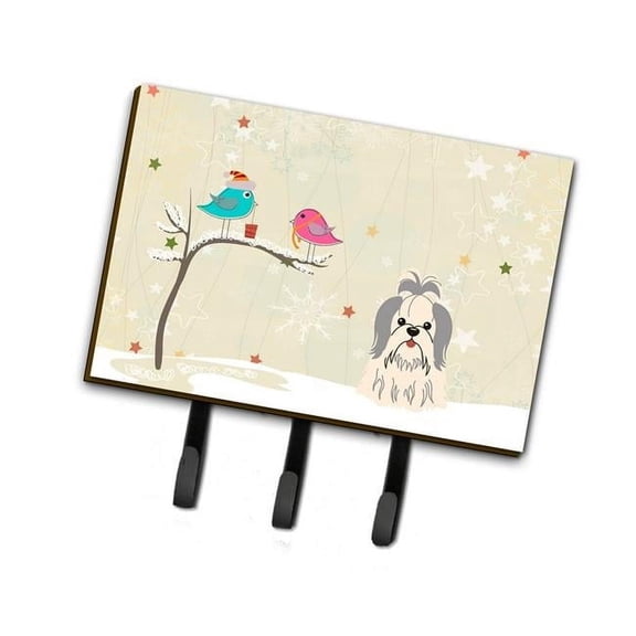 Christmas Presents Between Friends Shih Tzu Silver & White Leash or Key Holder