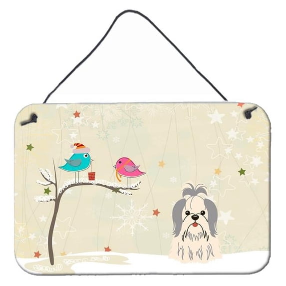 Christmas Presents Between Friends Shih Tzu Silver & White Wall or Door Hanging Prints