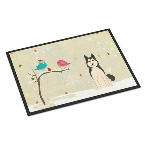 Christmas Presents Between Friends West Siberian Laika Spitz Indoor or Outdoor Mat