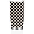 thumbnail image 1 of Christmas Presents Coffee Tumbler, 20 oz Tumbler, Insulated Coffee Mug with Lid, Stainless Steel Thermal Cup, Vacuum Water Tumblers Travel Cup, Birthday Gifts for Women Men Dad, Black Checkered, 1 of 6
