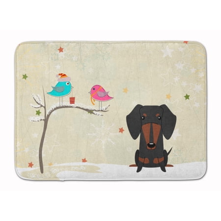 Christmas Presents Dachshund Black Tan Machine Washable Memory Foam Mat