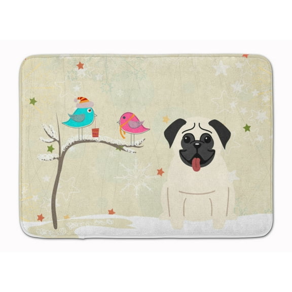 Christmas Presents Friends Pug Cream Machine Washable Memory Foam Mat