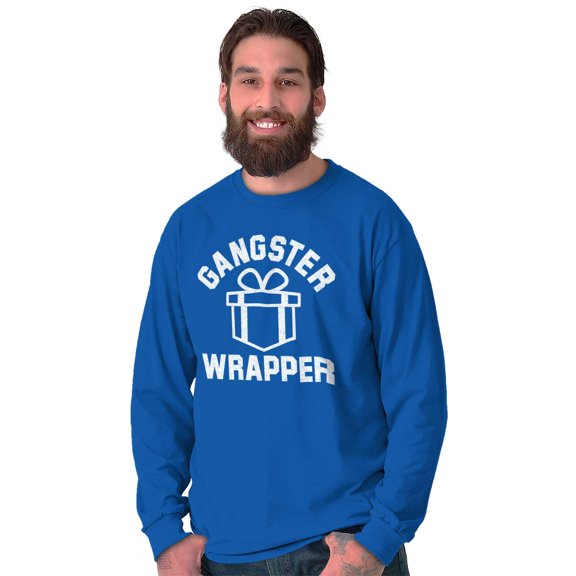 Christmas Presents Gangster Wrapper Long Sleeve TShirt Men Women Brisco Brands L