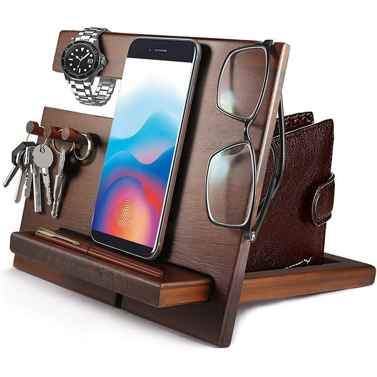 Phone Docking Station Ash Wood Phone Wallet Organizer for Office Gifts for  Men
