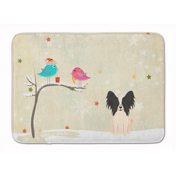 Christmas Presents Papillon Black & White Machine Washable Memory Foam Mat