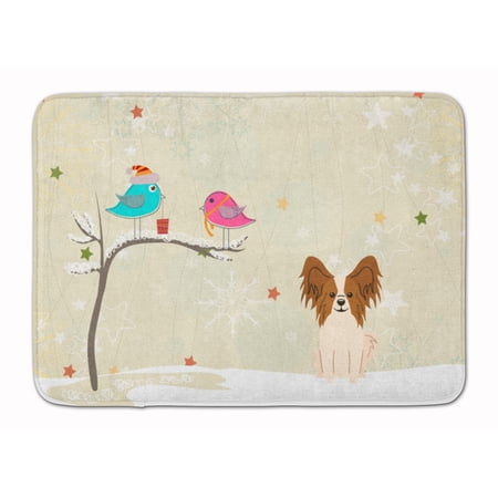 Christmas Presents Papillon Red White Machine Washable Memory Foam Mat