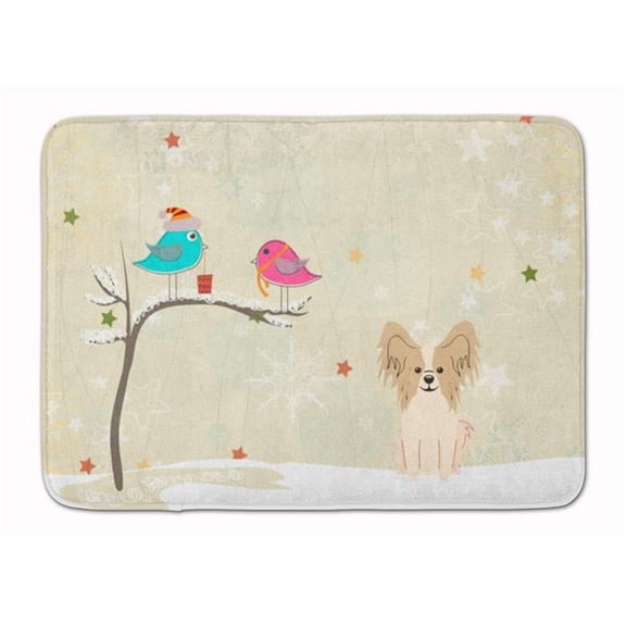 Christmas Presents Papillon Sable & White Machine Washable Memory Foam Mat