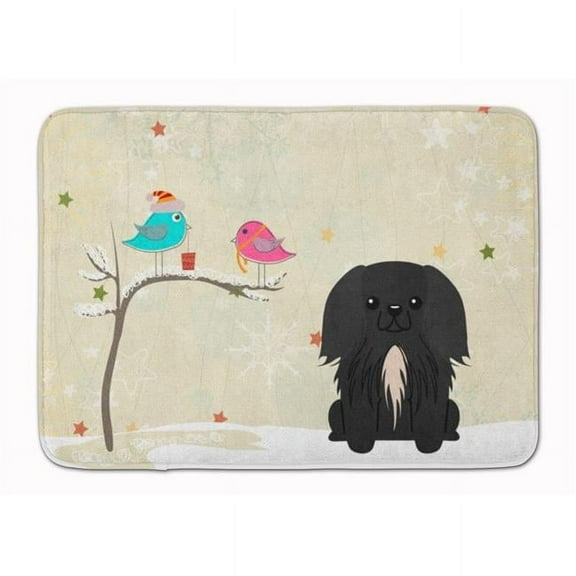 Christmas Presents Pekingnese Black Machine Washable Memory Foam Mat