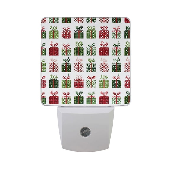 Christmas Presents Pixel Style LED Night Light Sensor Lamp Plug-in Adjustable Brightness 2 Pack