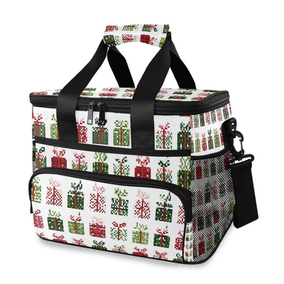 Christmas Presents Pixel Style Portable Cooler Lunch Box Reusable Insulated Lunch Bag Leakproof 15L