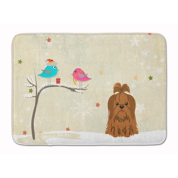 Christmas Presents Shih Tzu Chocolate Machine Washable Memory Foam Mat