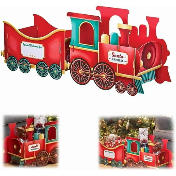Christmas Presents Train Box, Christmas Presents Train, Santa/Gingerbread Presents Trains Decoration Set with Spacious Compartments,Christmas Present Train