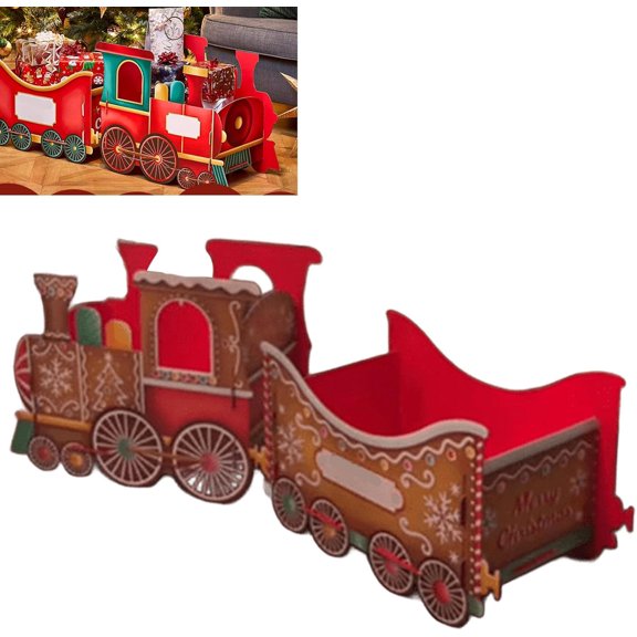 Christmas Presents Trains, Cardboard Christmas Presents Train, Santa Gift Trains Set, Gift & Candy Holder, Deliver Holiday Cheer in Style, Whimsical Design Train for Christmas Tree
