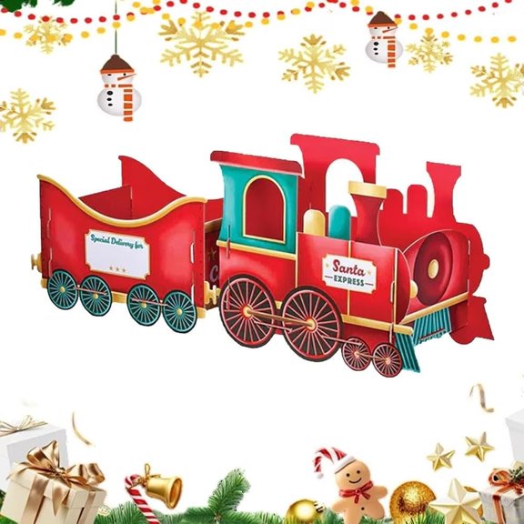 Christmas Presents Trains, Santa's Gift Train, Deliver Holiday Cheer in Style, Whimsical Gingerbread-Style for Hold Presents Candy, s Gift Boxes, Family Decor