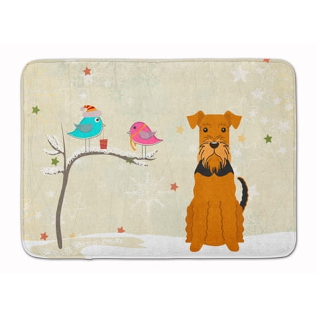 Christmas Presents between Friends Airedale Terrier Machine Washable Memory Foam Mat