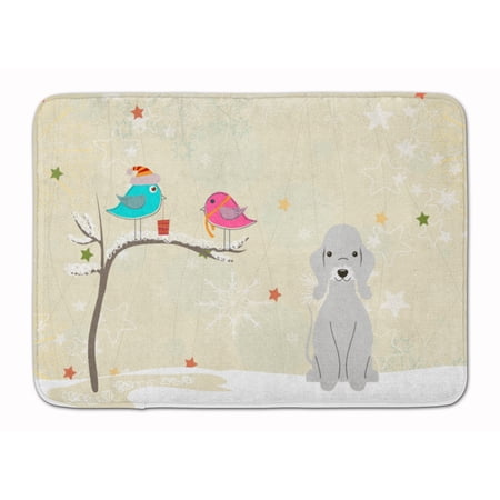 Christmas Bedlington Terrier Blue Machine Washable Memory Foam Mat