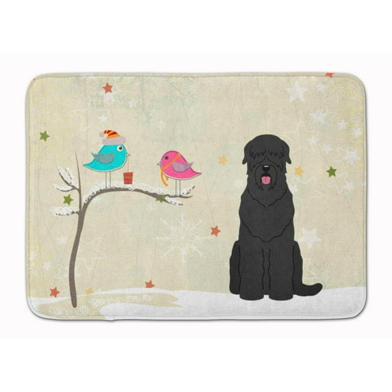Christmas Presents between Friends Black Russian Terrier Machine Washable Memory Foam Mat
