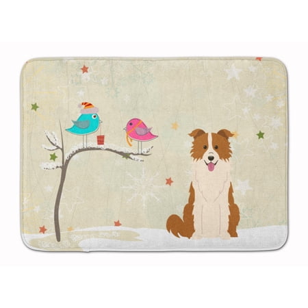 Christmas Presents between Friends Border Collie - Red and White Machine Washable Memory Foam Mat