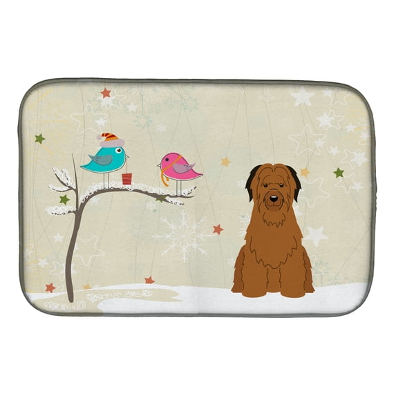 Christmas Presents between Friends Briard Brown Dish Drying Mat