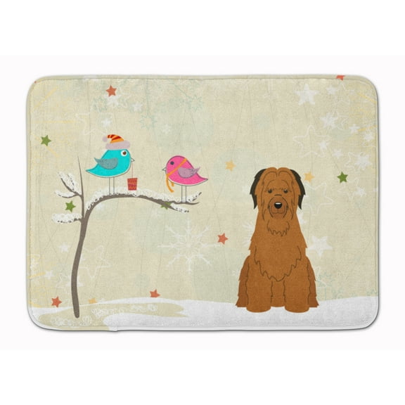 Christmas Presents between Friends Briard - Brown Machine Washable Memory Foam Mat