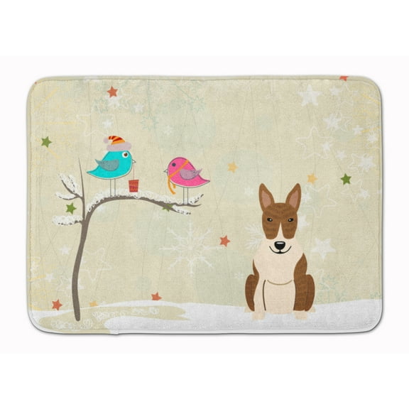 Christmas Presents Bull Terrier Brindle Machine Washable Memory Foam Mat