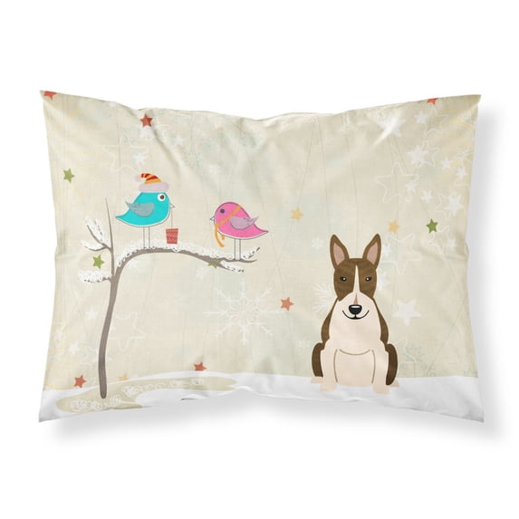 Christmas Presents between Friends Bull Terrier - Dark Brindle Fabric Standard Pillowcase