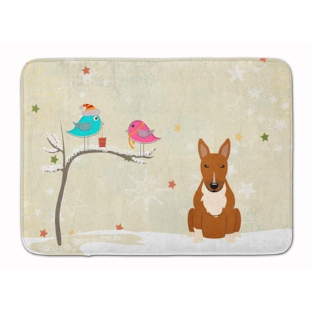 Christmas Presents between Friends Bull Terrier - Red Machine Washable Memory Foam Mat