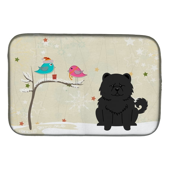 Christmas Presents between Friends Chow Chow Black Dish Drying Mat