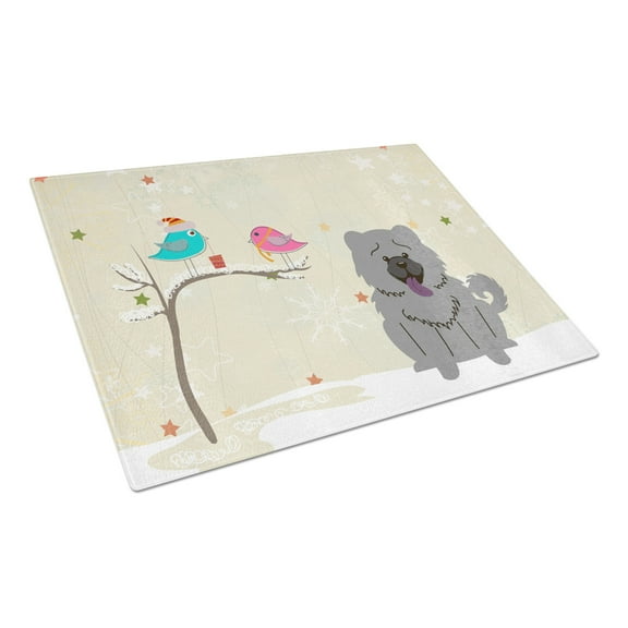 Christmas Presents between Friends Chow Chow - Blue Glass Cutting Board Large