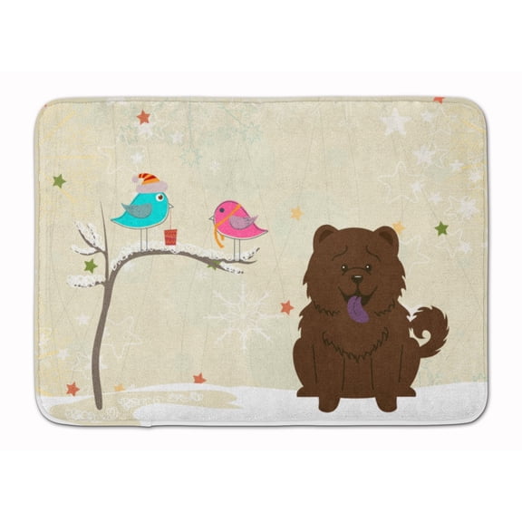 Christmas Presents between Friends Chow Chow - Chocolate Machine Washable Memory Foam Mat