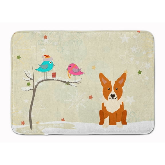 Christmas Presents Friends Corgi Machine Washable Memory Foam Mat