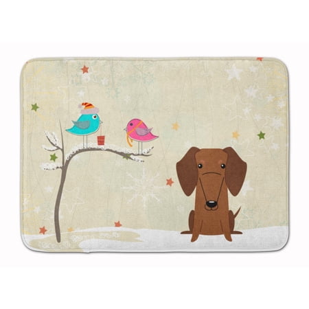 Christmas Presents between Friends Dachshund - Red Machine Washable Memory Foam Mat
