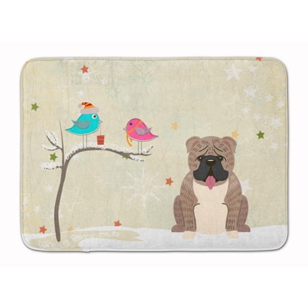 Christmas English Bulldog Grey Brindle Machine Washable Memory Foam Mat