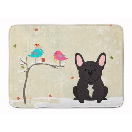 Christmas French Bulldog Brindle Machine Washable Memory Foam Mat