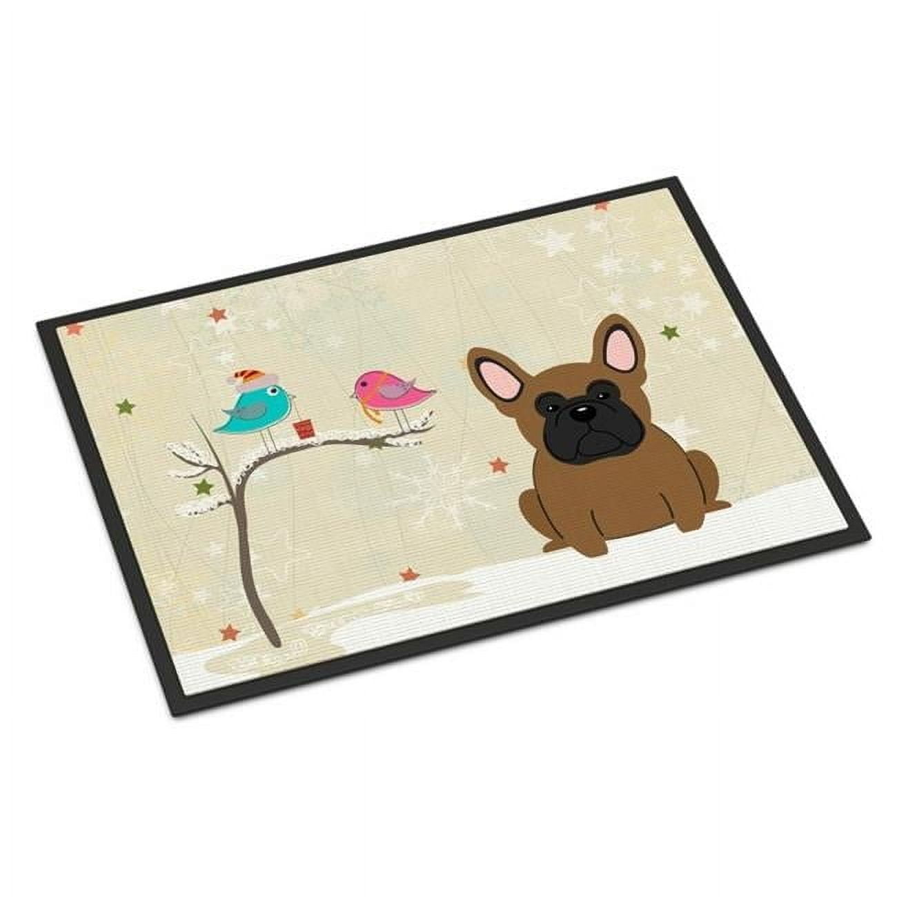 Christmas Presents between Friends French Bulldog Brown Door Mat