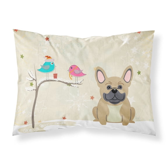 Christmas Presents between Friends French Bulldog - Cream Fabric Standard Pillowcase